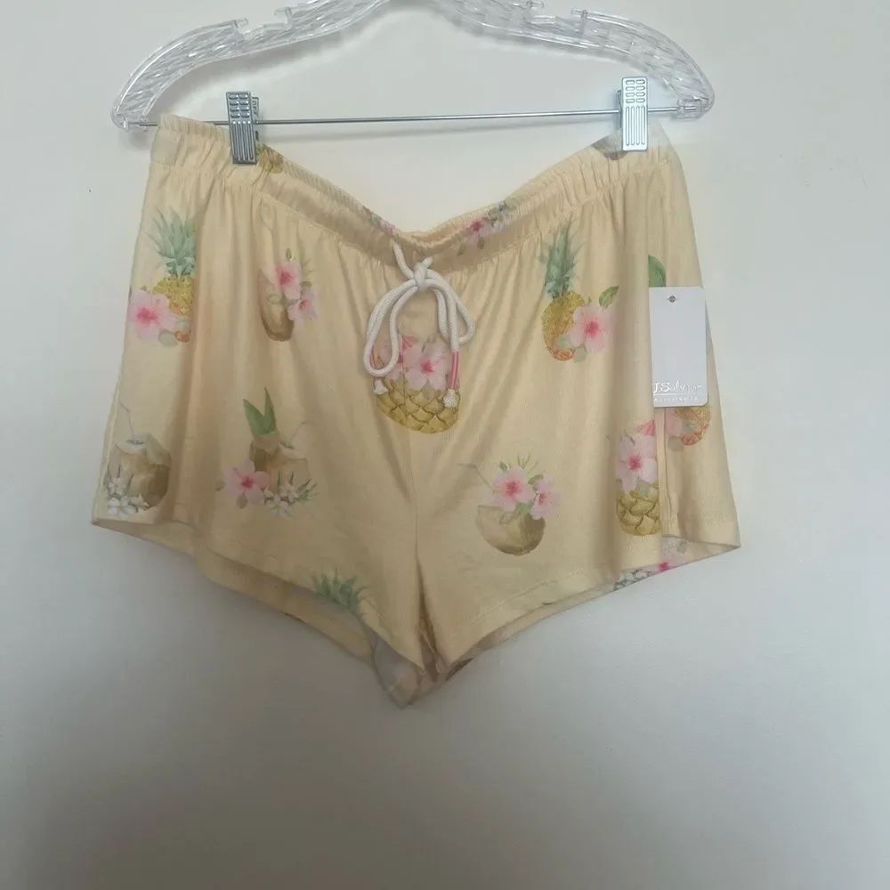 P.J. Salvage Cream Pineapple & Floral Print Sleep Shorts